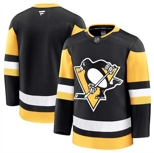 Mens Pittsburgh Penguins Custom Black 2024-25 Home Stitched Hockey Jersey